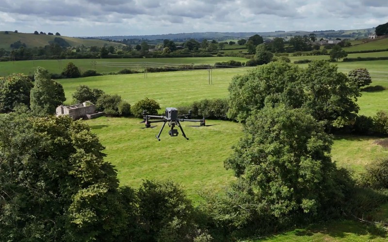 Drone above field 